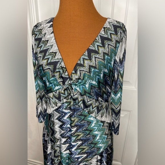 Monroe & Main Dress Zig Zag Long Sleeve Maxi Length Size 8 - Picture 4 of 13